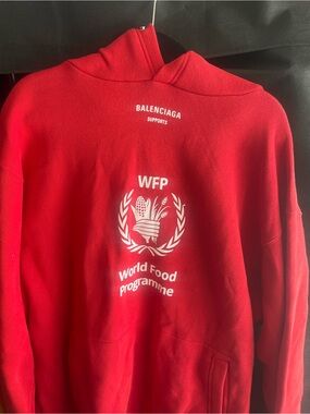 Balenciaga Red Crewneck Sweater with White WFP Logo